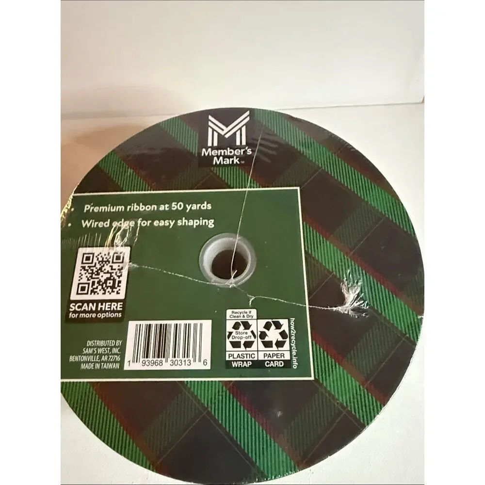 Premium Plaid Wired Ribbon in Green and Yellow - Home Party Supplies